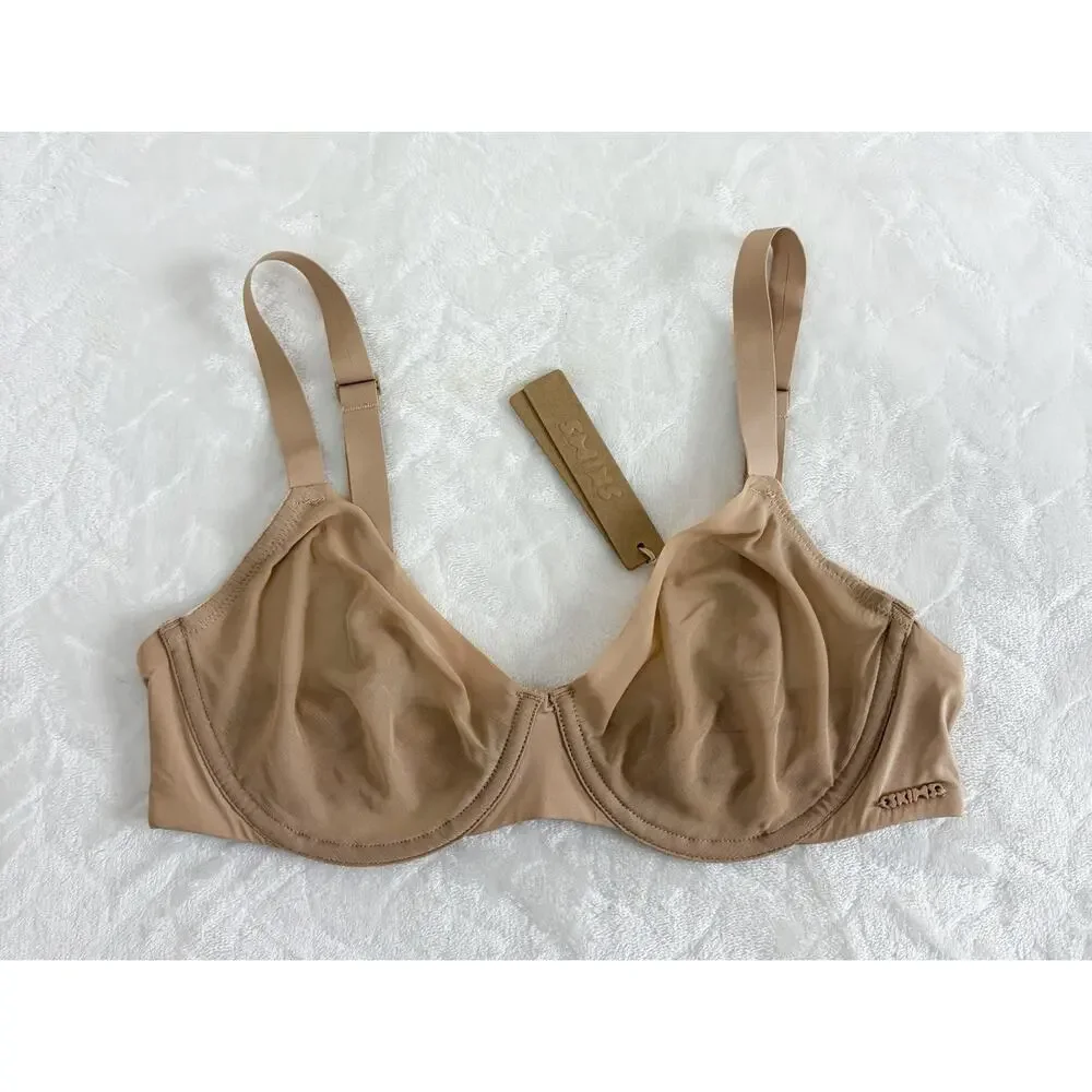 NWT SKIMS Size 34C No Show Molded Unlined Demi Bra Clay BR-DEM-1883 New - Picture 2 of 7